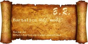 Bartalics Rómeó névjegykártya
